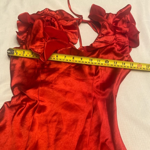 Red Ruffled Mini Dress - Picture 6 of 8